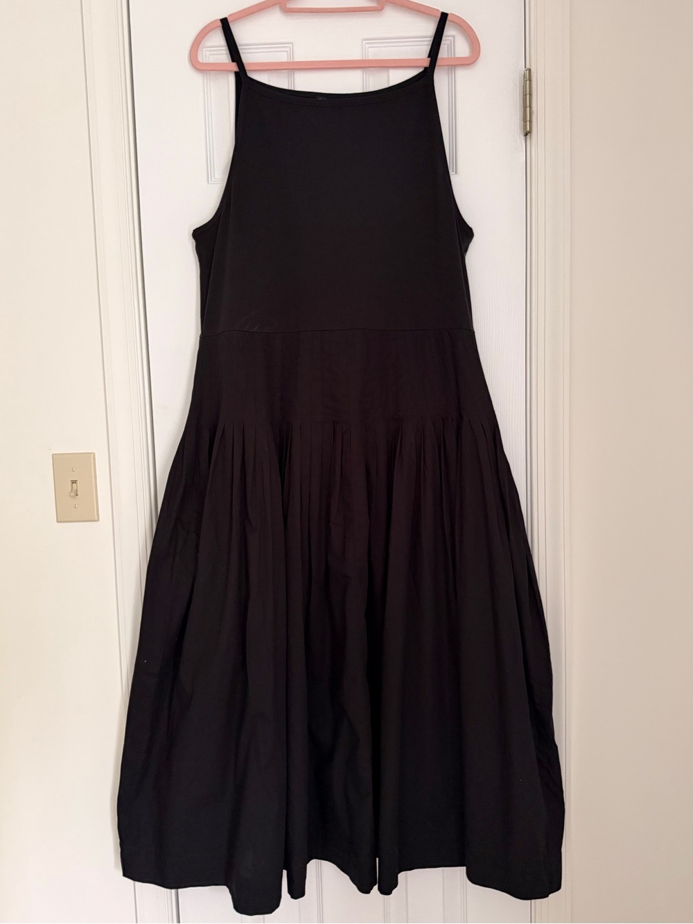 NWT JCREW Pintuck Pleated Maxi Dress Black Plus Size 2X A-Line Cotton CK707 - Picture 5 of 10